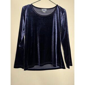 Vintage David Alexander Size L Navy Blue Velvet Long Sleeves Top Celestial Goth